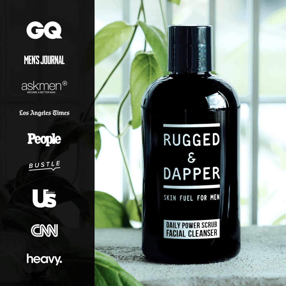 Rugged & Dapper plant-based exfoliants close-up for skin renewal.