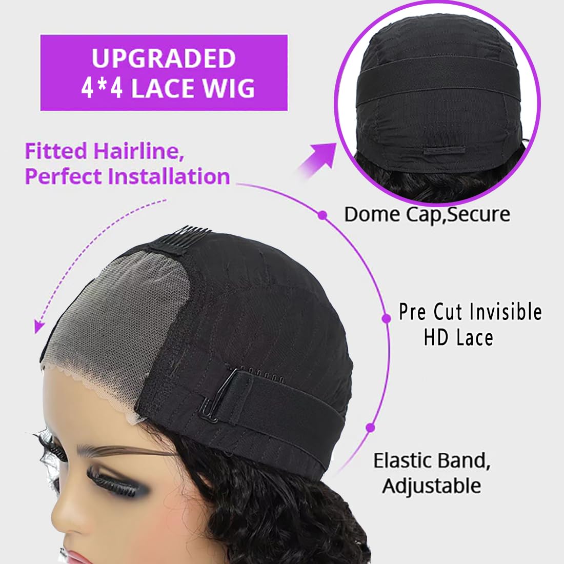 RUI MEI SI Brazilian hair wig with 4x4 lace closure for natural blending.