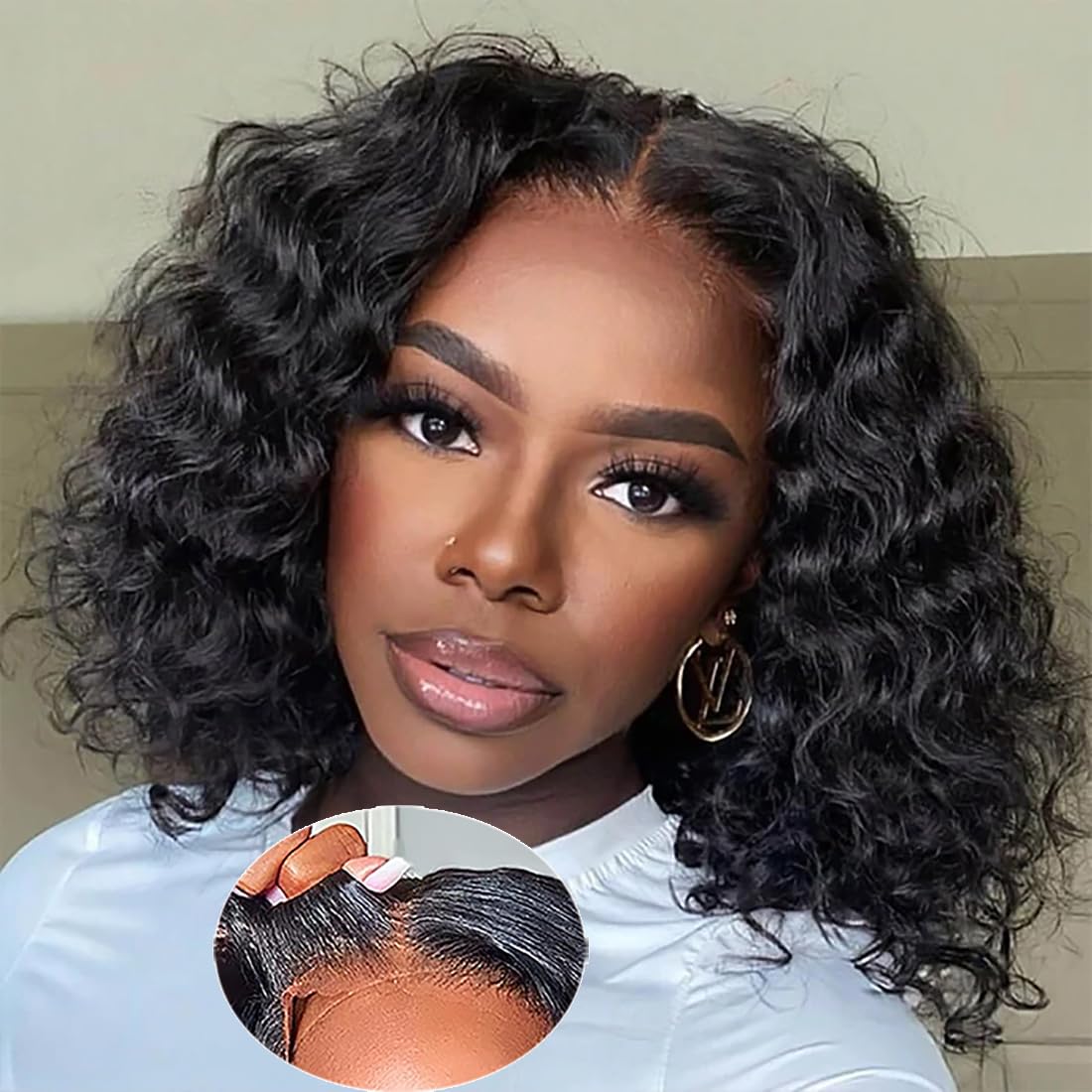 RUI MEI SI wear-and-go glueless wig with deep-wave bob for quick daily wear.
