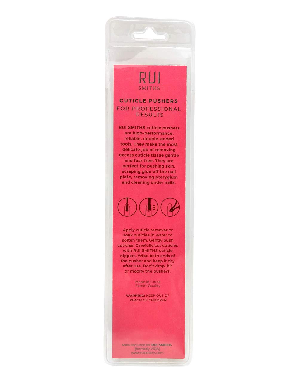 Rui Smiths Pro Cuticle Pusher stainless steel build for salon-grade durability