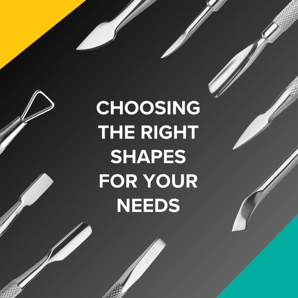 Rui Smiths Pro Cuticle Pusher scoop end cleans debris from nail surfaces