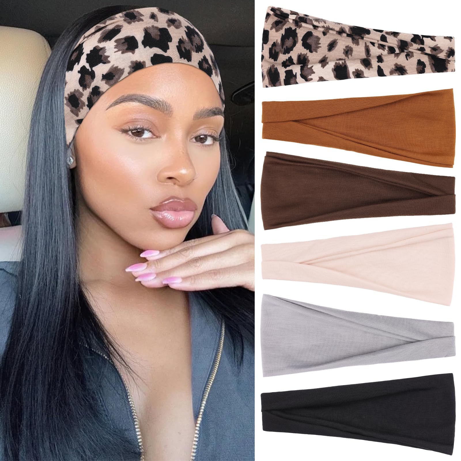 RuiYok wide headbands for women with a trendy non-slip design for workouts.