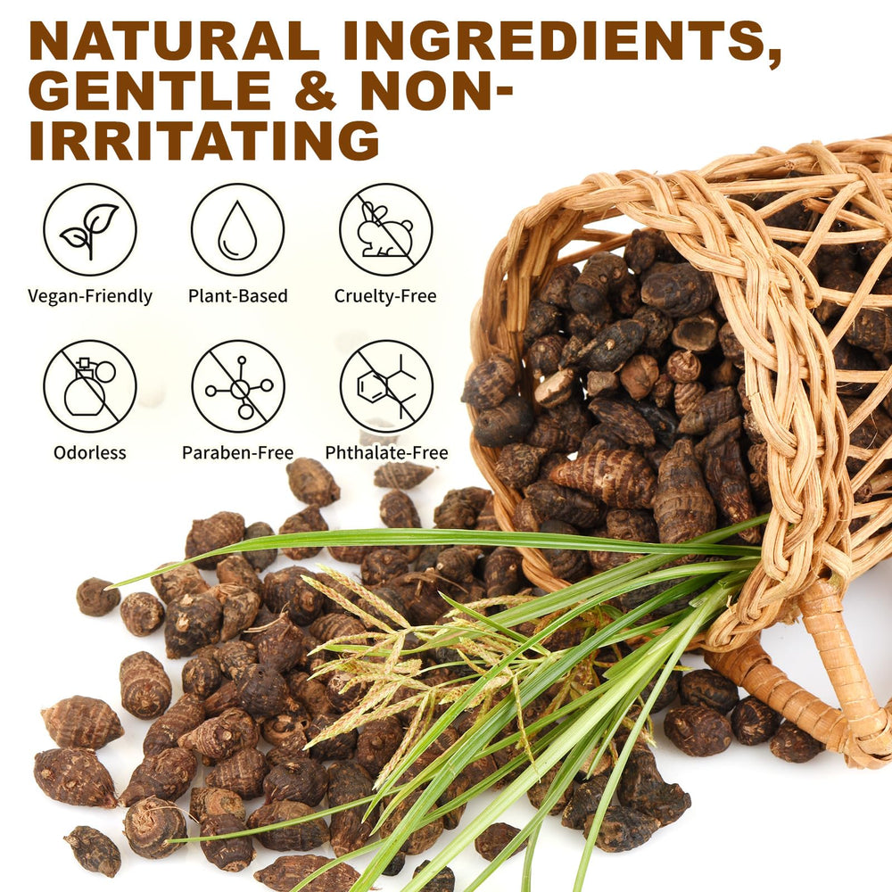 Rulviou etiqueta y frasco, pureza natural de Cyperus Rotundus