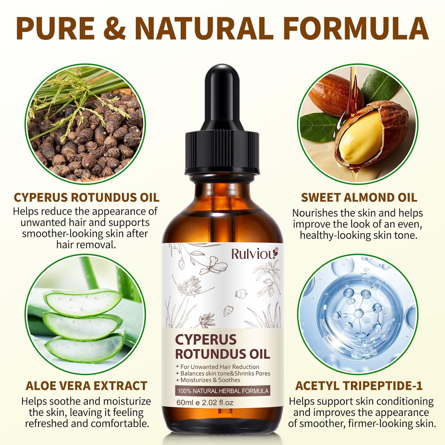 Rulviou masaje corporal con aceite para piel nutrida y calmada