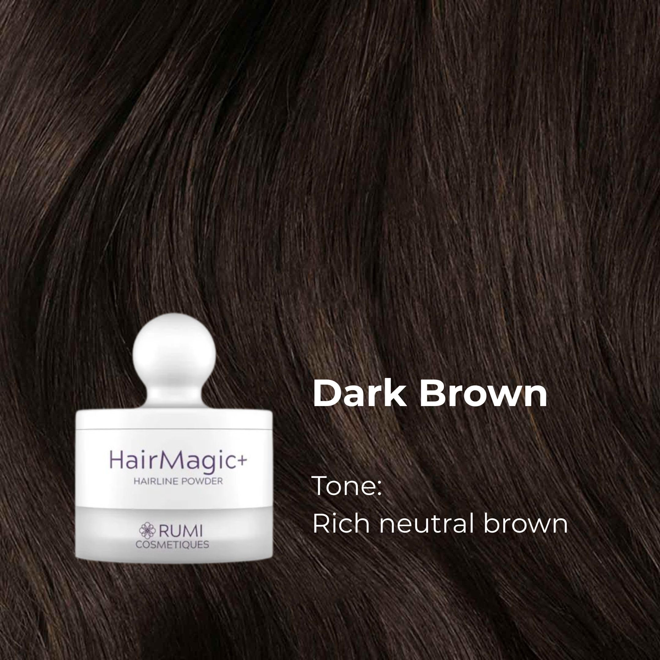 Rumi Cosmetiques HairMagic+ gray hair concealment for quick, natural-looking results.