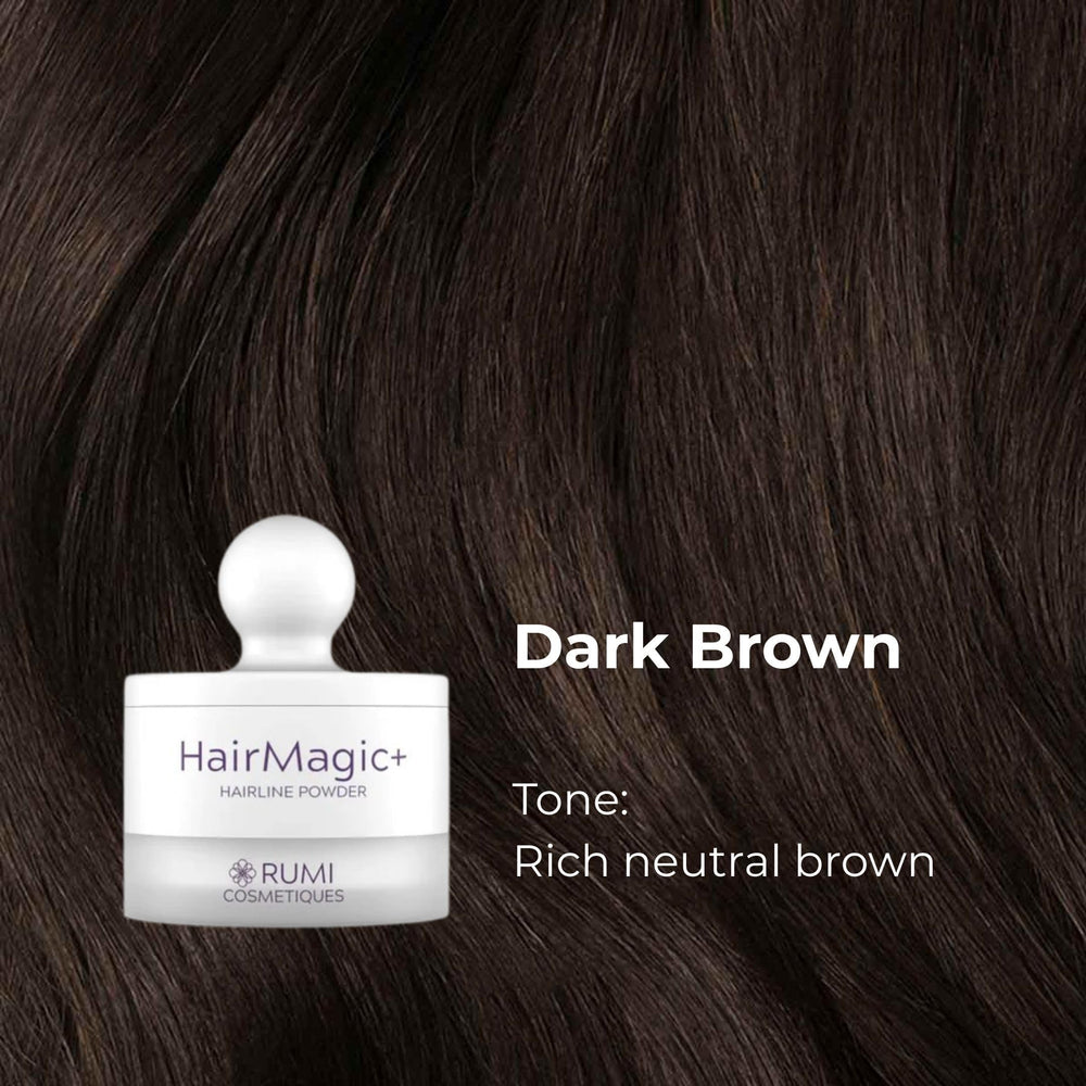 Rumi Cosmetiques HairMagic+ gray hair concealment for quick, natural-looking results.