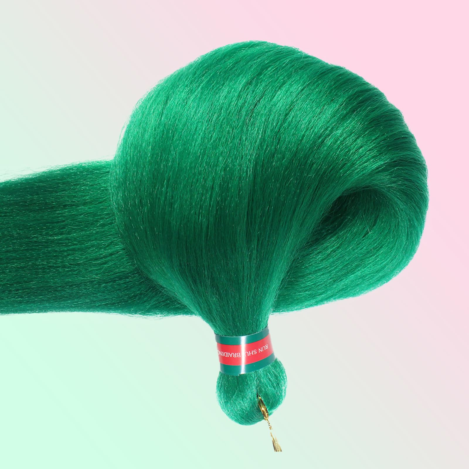 RUN SHUI Green+Light 2-pack braiding hair for quicker installs.