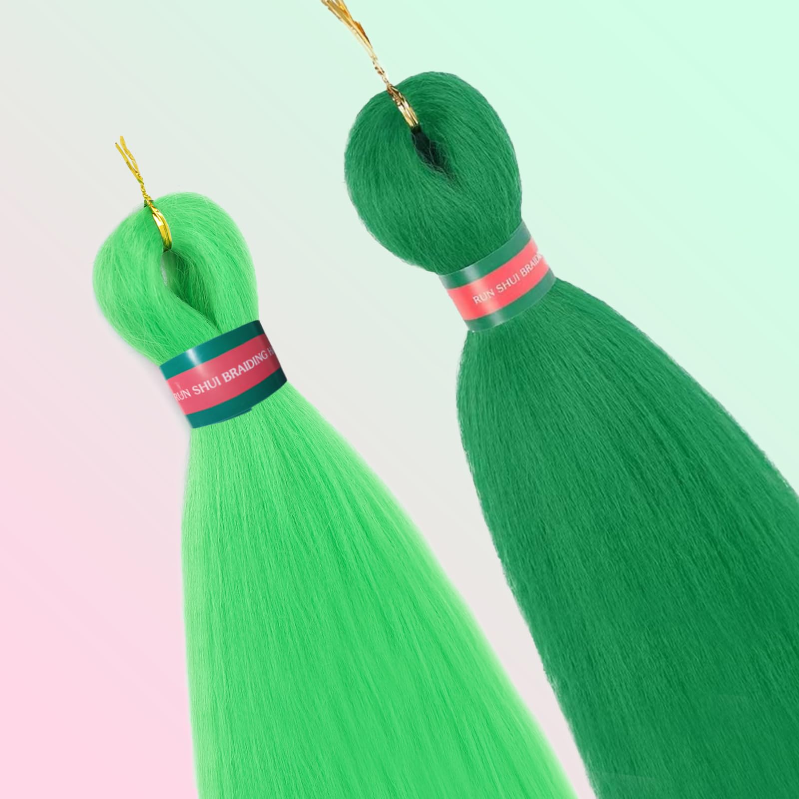 RUN SHUI Green+Light tangle-free braiding hair for hassle-free styling.
