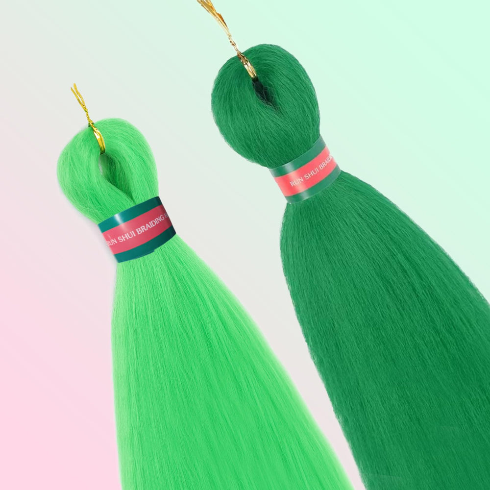 RUN SHUI Green+Light tangle-free braiding hair for hassle-free styling.