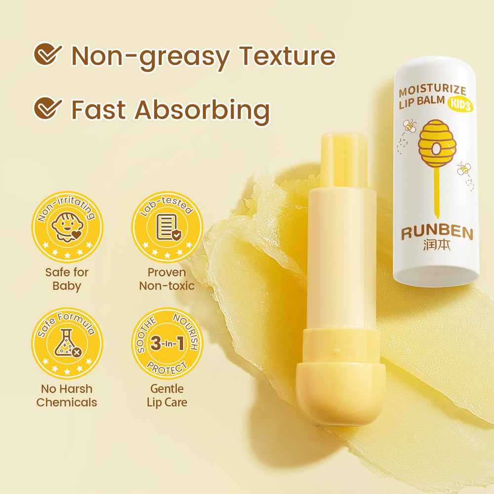RUNBEN bálsamo labial infantil tamano 0-14 oz listo para viajar.