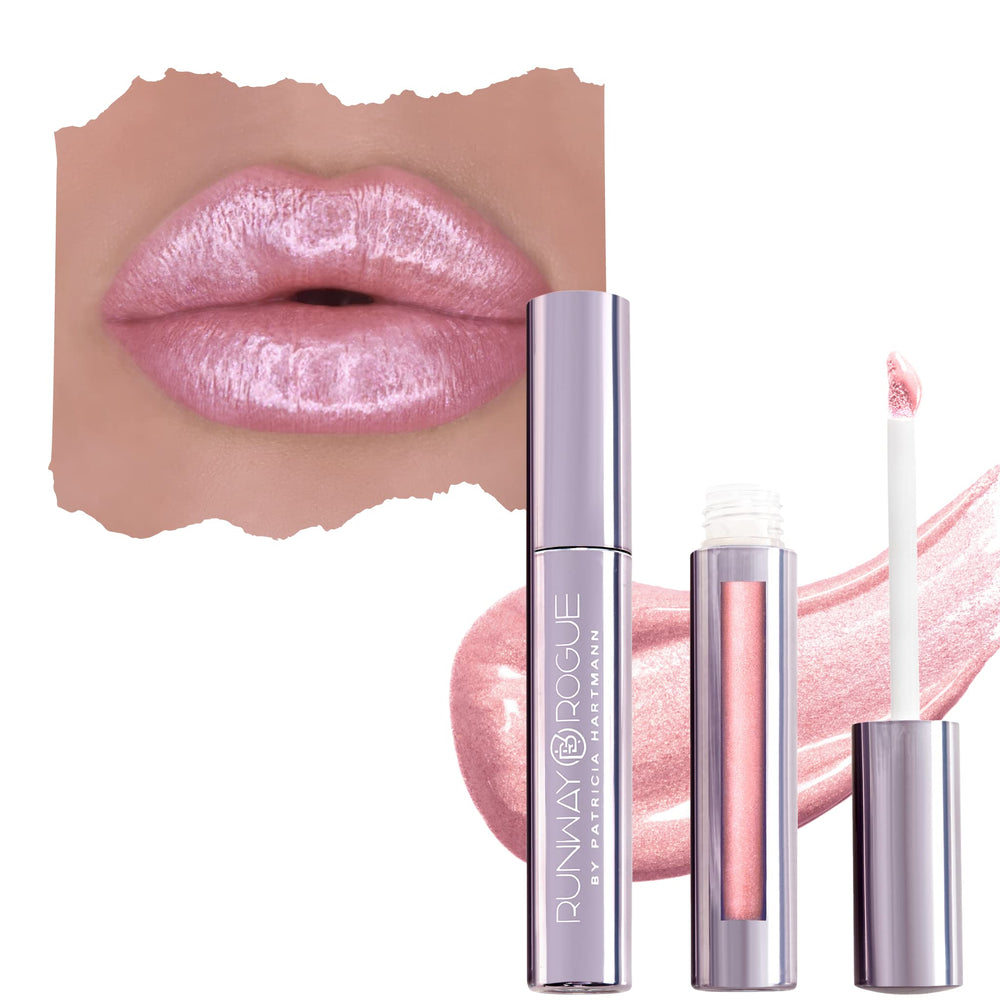 Runway Rogue LuxGloss Catwalk tube shows soft pastel-pink shimmer.