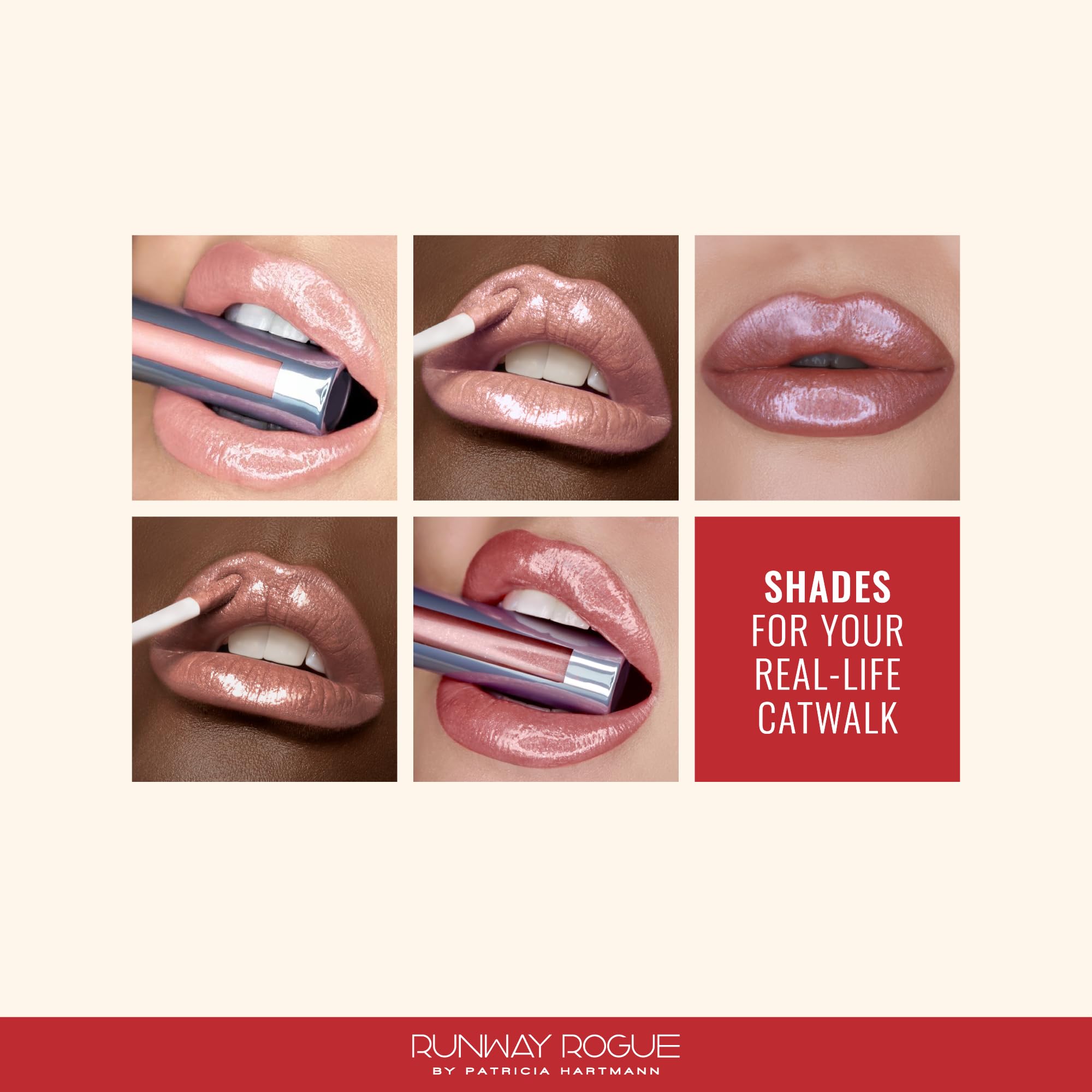 Runway Rogue LuxGloss close-up highlights pearlescent shimmer particles.