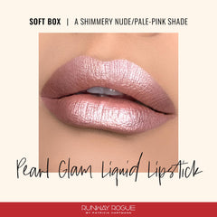 Pearl Glam swatch reveals silver and gold shimmer for a frosted finish on lips.
