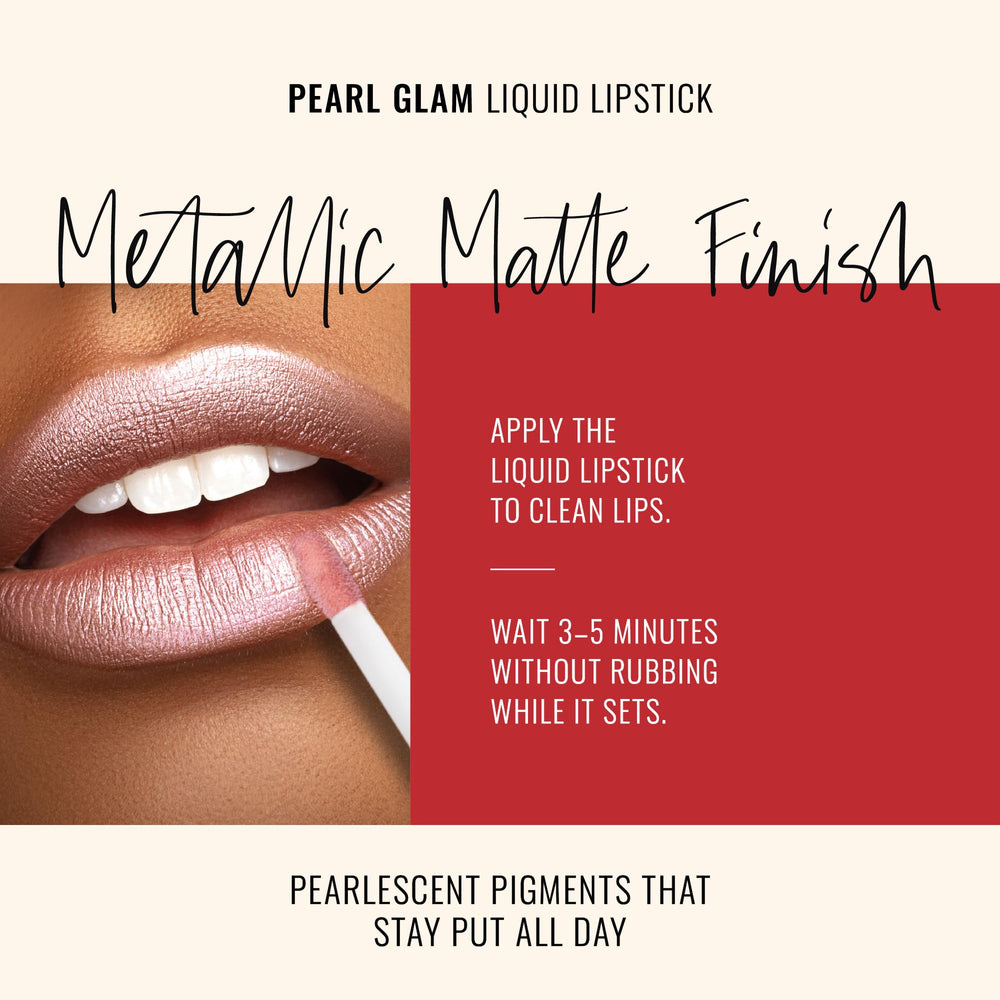 Runway Rogue Pearl Glam wand applying long-wear formula on clean lips.
