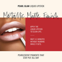 Runway Rogue Pearl Glam wand applying long-wear formula on clean lips.
