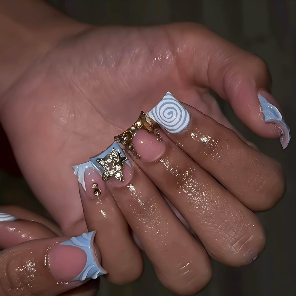 RUOKEXIN Duck Press On Nails French Tip Set for quick salon-style nails at home