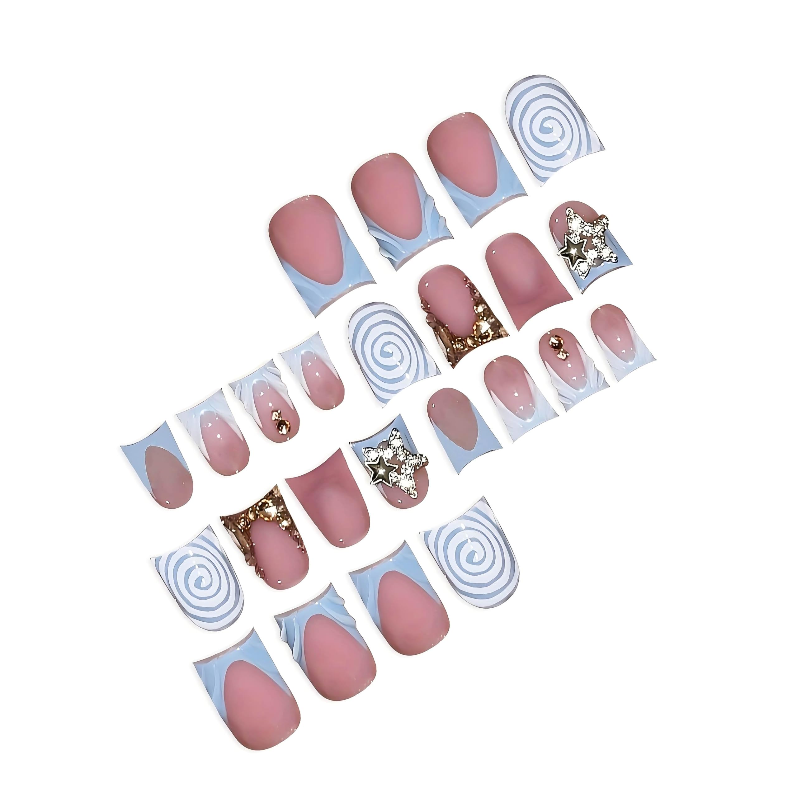 RUOKEXIN Duck Press On Nails glossy finish closeup highlighting durable shine