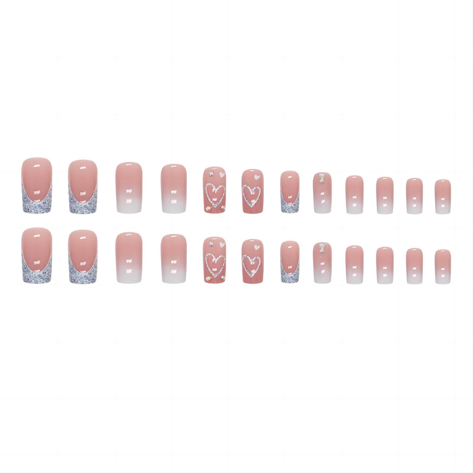 RUOKEXIN Heart Press On Nails medium square pack for versatile wear
