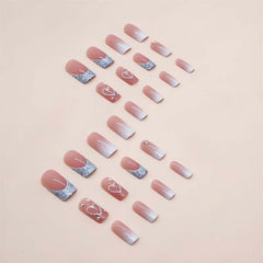 RUOKEXIN Heart Press On Nails pink ombre for soft feminine look
