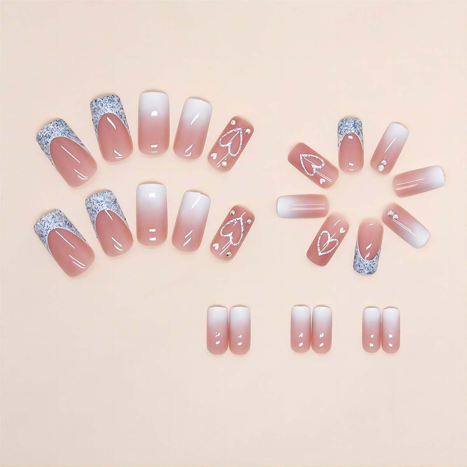 RUOKEXIN Heart Press On Nails rhinestones for party-ready sparkle