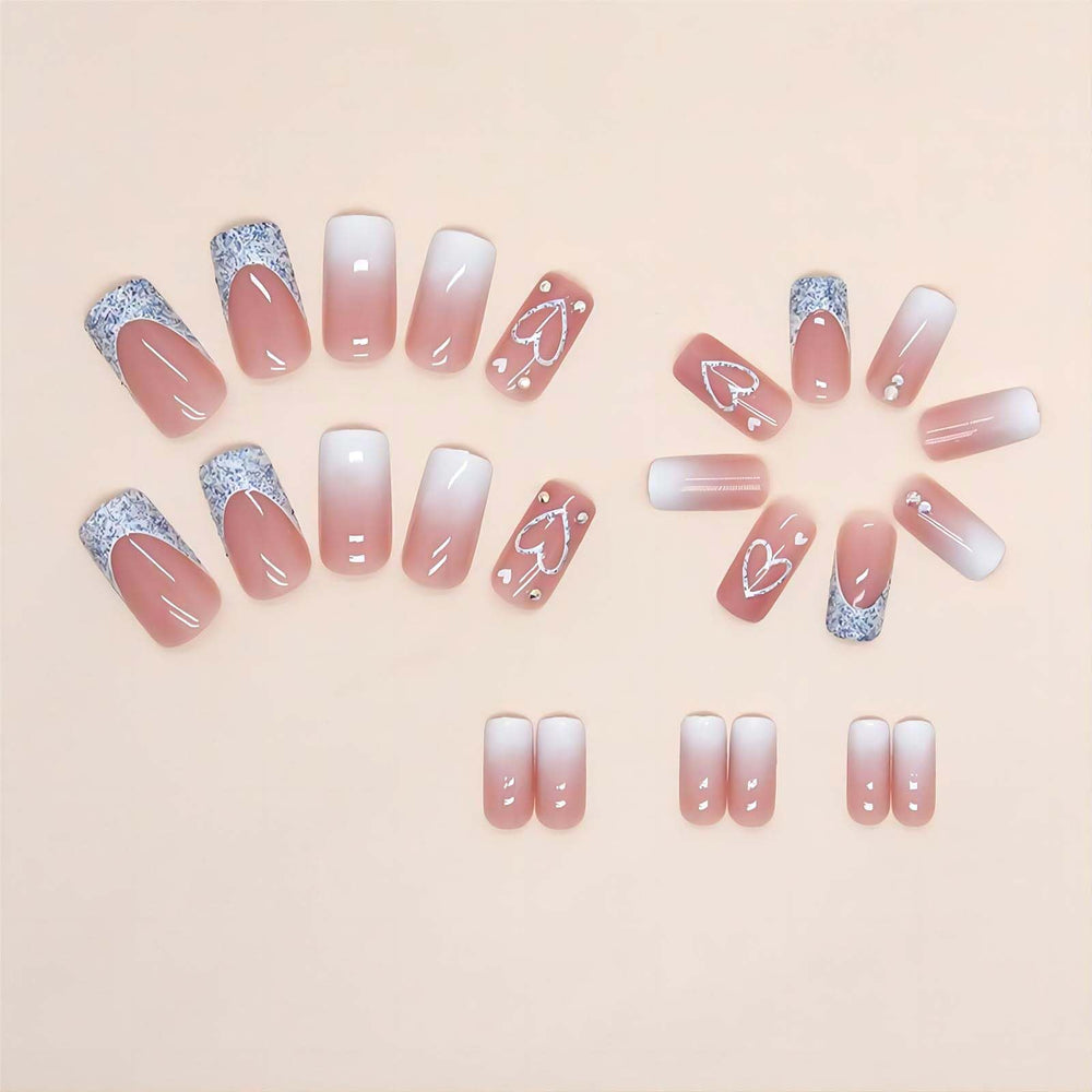 RUOKEXIN Heart Press On Nails rhinestones for party-ready sparkle