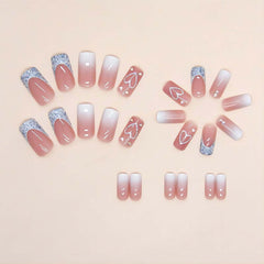 RUOKEXIN Heart Press On Nails rhinestones for party-ready sparkle
