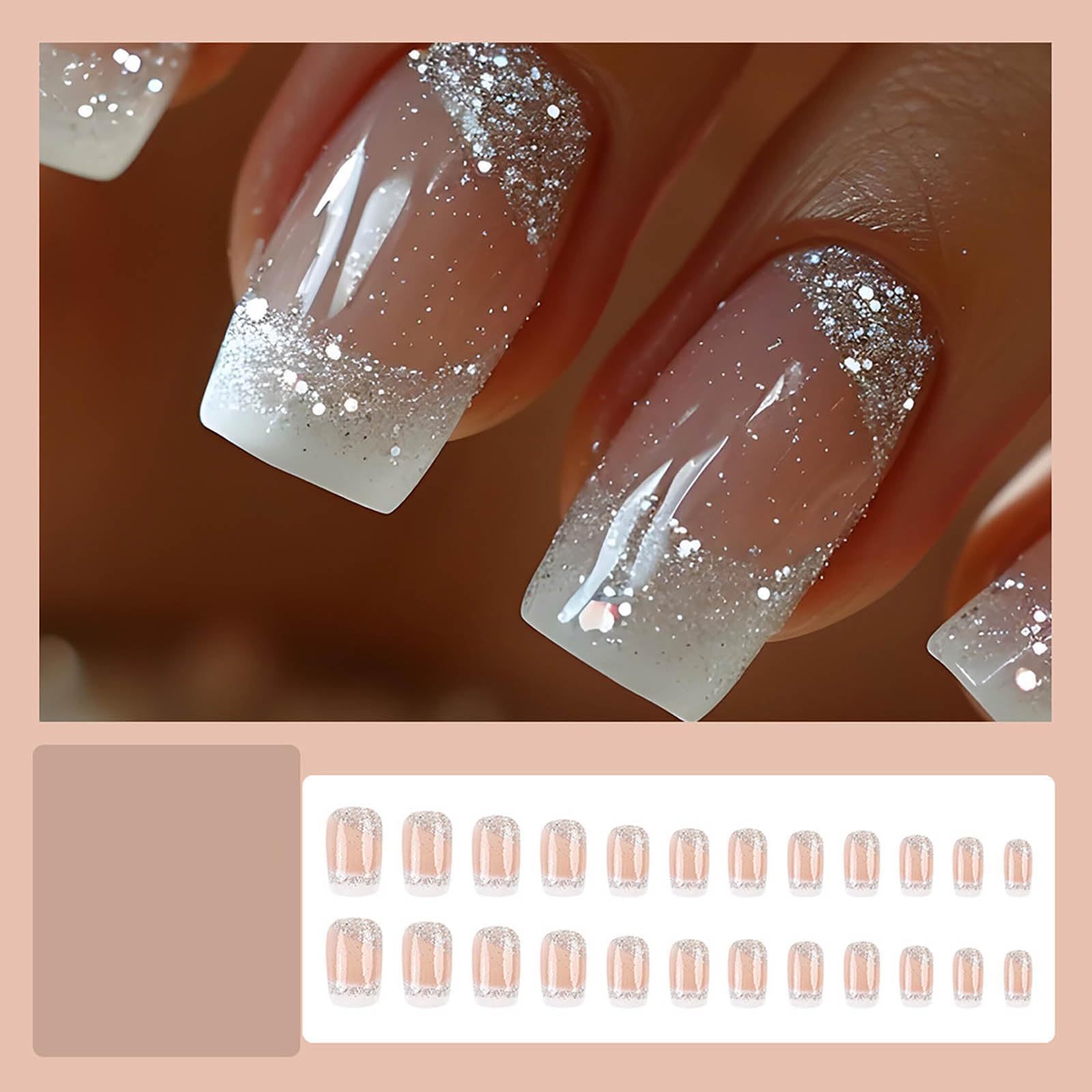 RUOKEXIN paquete 24 uñas postizas 12 tallas, kit de manicura casera.