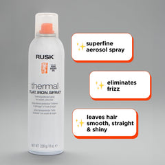 RUSK Designer Collection spray microfinos se aplica de forma uniforme para control del encrespamiento.