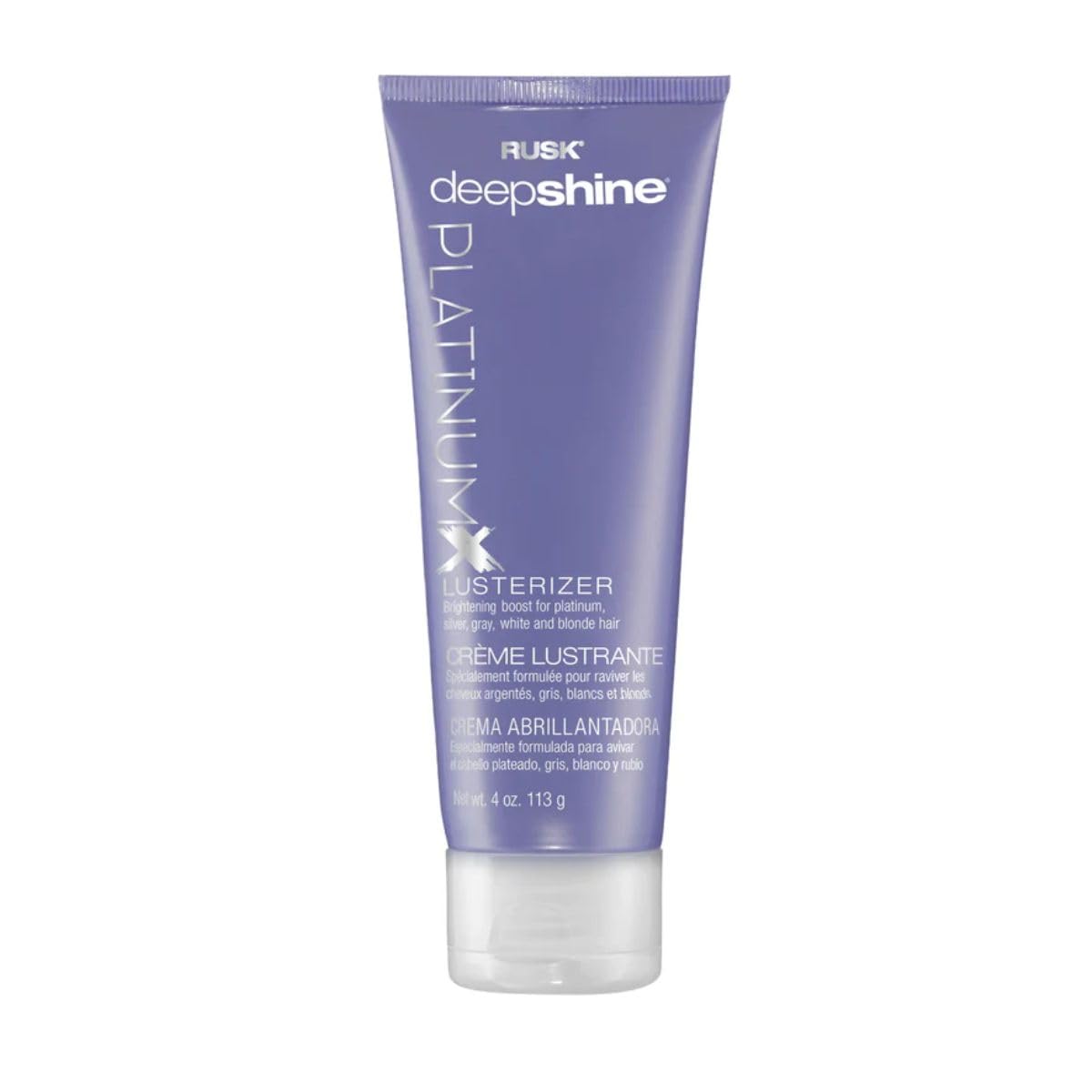 RUSK PlatinumX Lusterizer en bote de 4 oz con brillo inmediato en el cabello