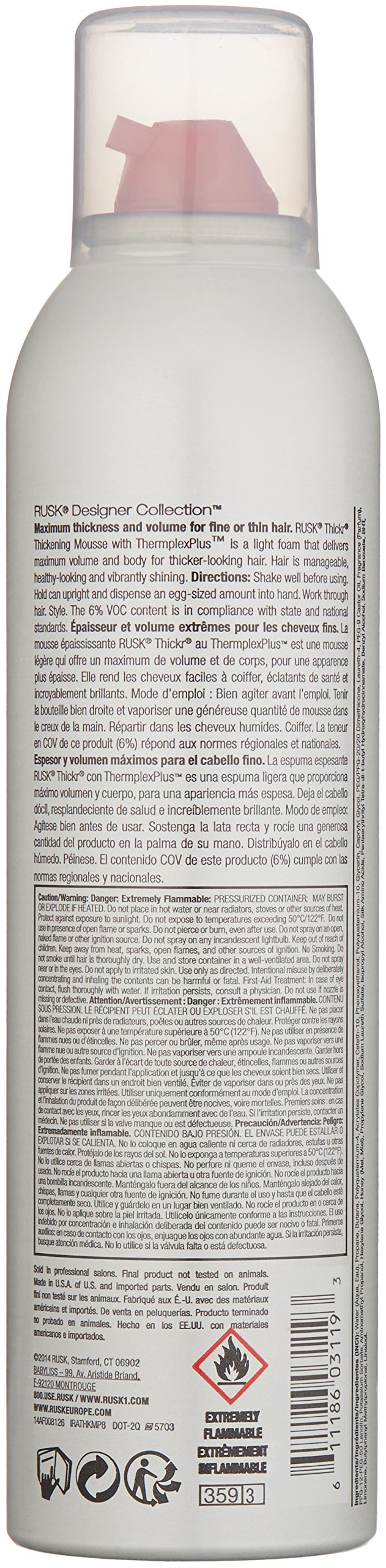 RUSK Thickr, aplicación espumosa para cabello húmedo y distribución uniforme