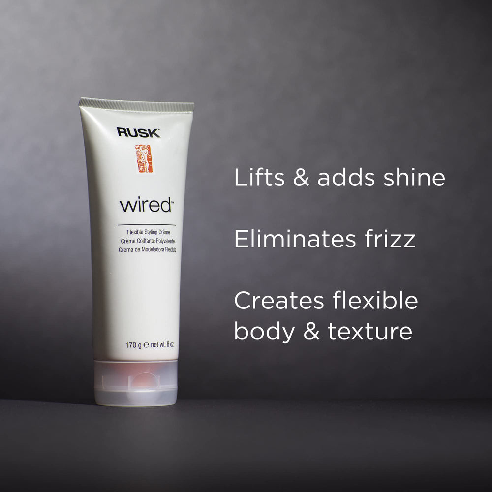 RUSK Wired Flexible Styling Creme texture swirl demonstrating creamy glide for even distribution