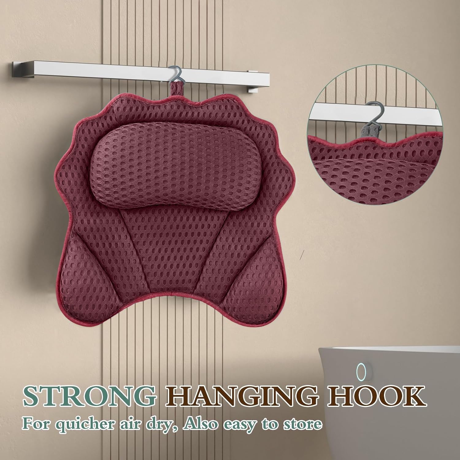 RUVINCE bath pillow 4D mesh dries quickly and resists odors
