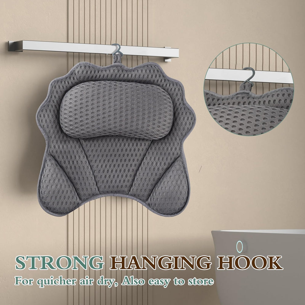 RUVINCE bath pillow with six suction cups stays securely in place