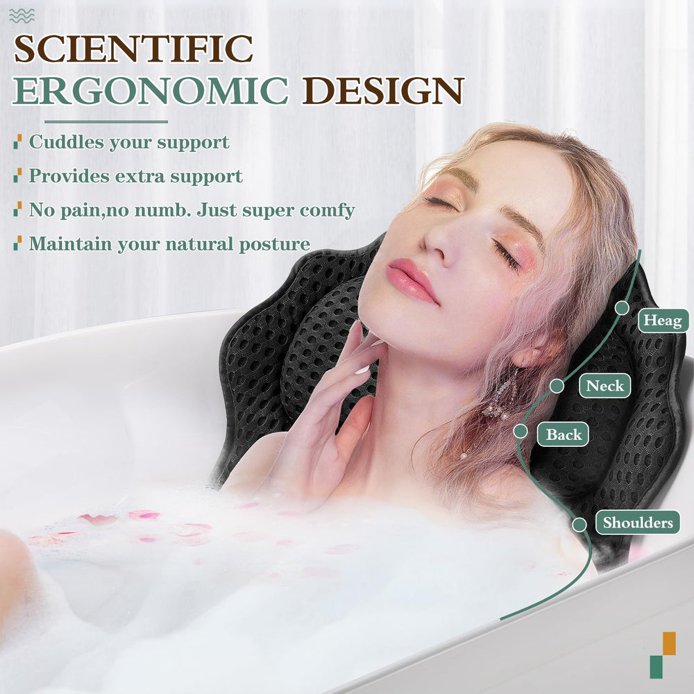 RUVINCE bath pillow headrest closeup reveals plush cushioning for head comfort