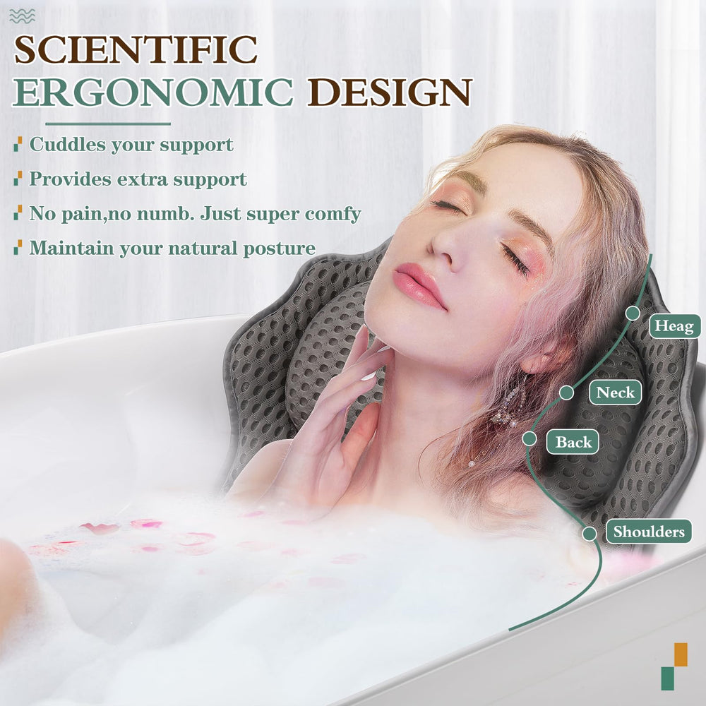 RUVINCE bath pillow neck support helps align spine during a calm soak