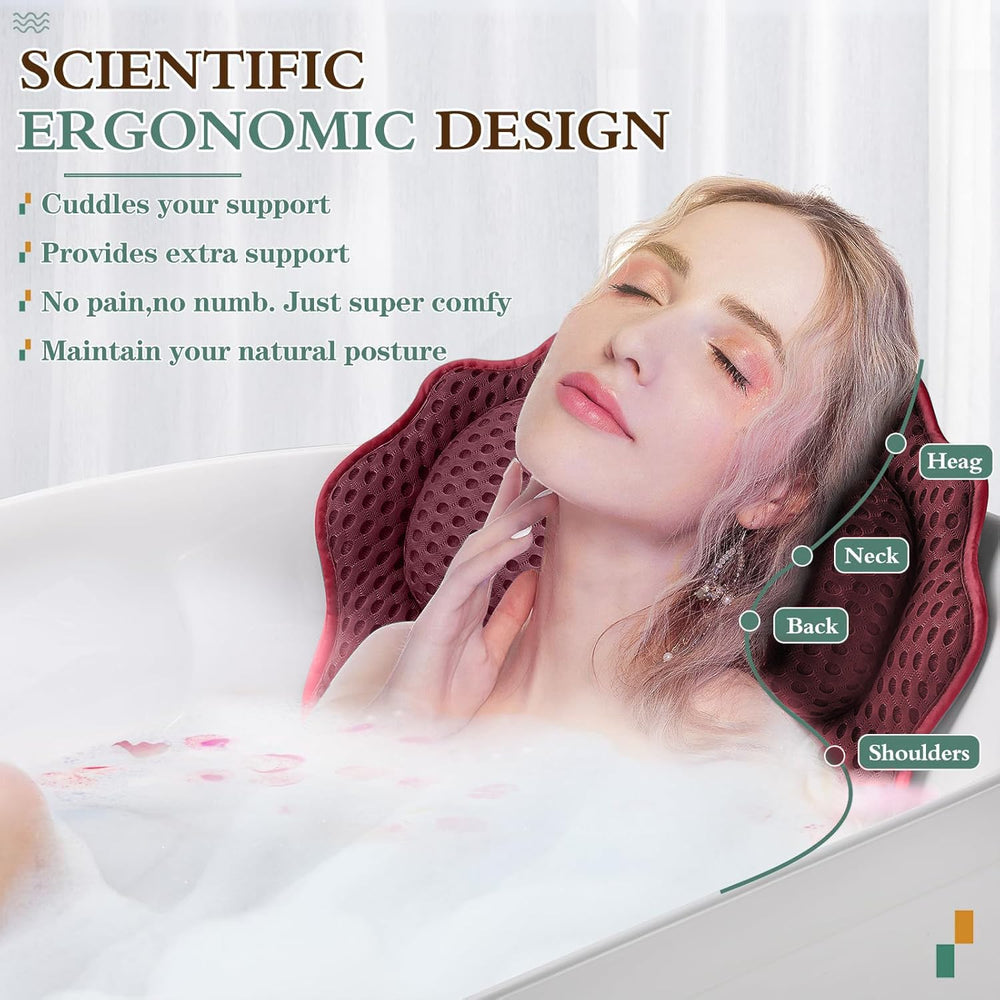 RUVINCE bath pillow showing shoulder and back padding for full upper-body comfort