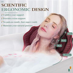 RUVINCE bath pillow showing shoulder and back padding for full upper-body comfort