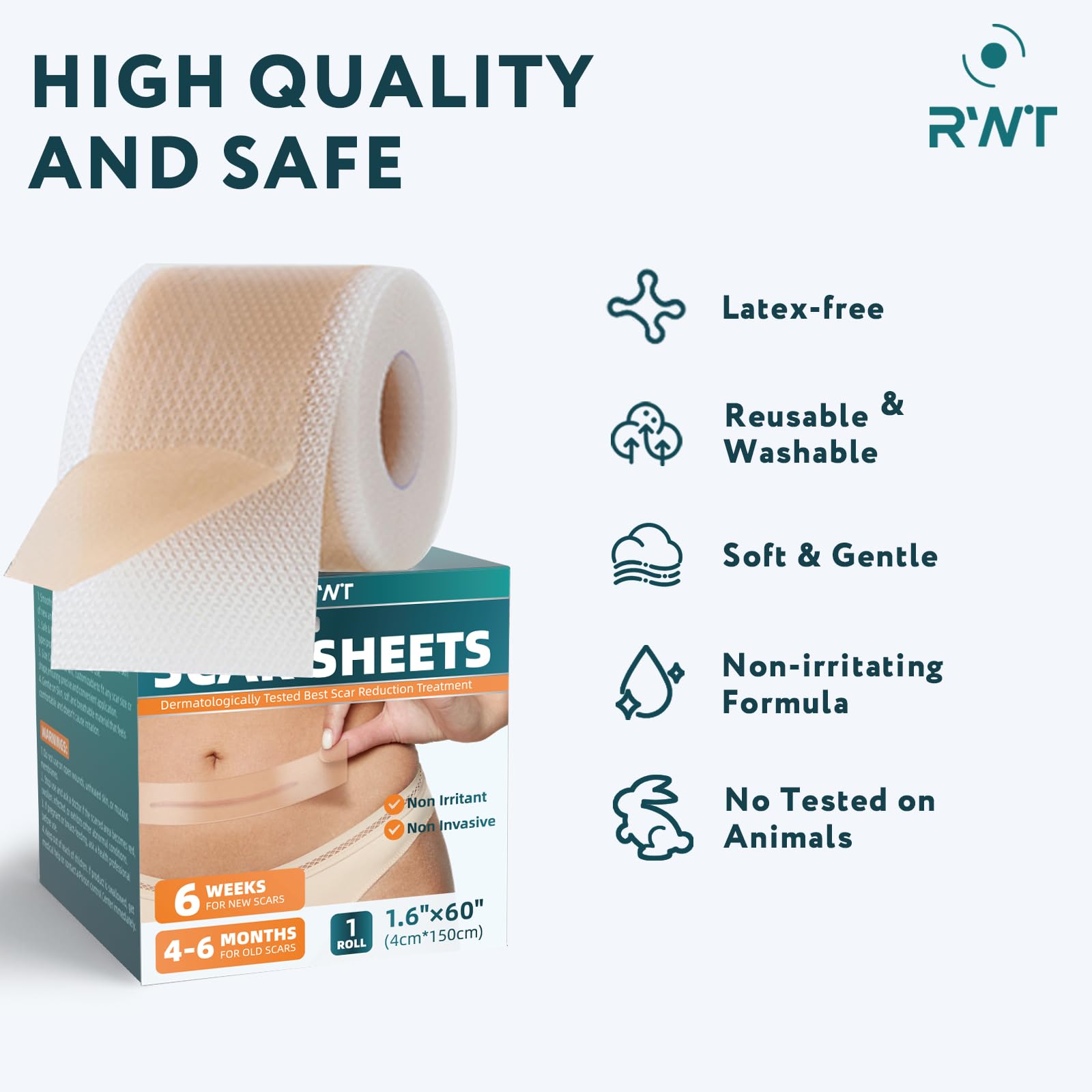 RWT cinta silicona para cicatriz, cuidado de la piel