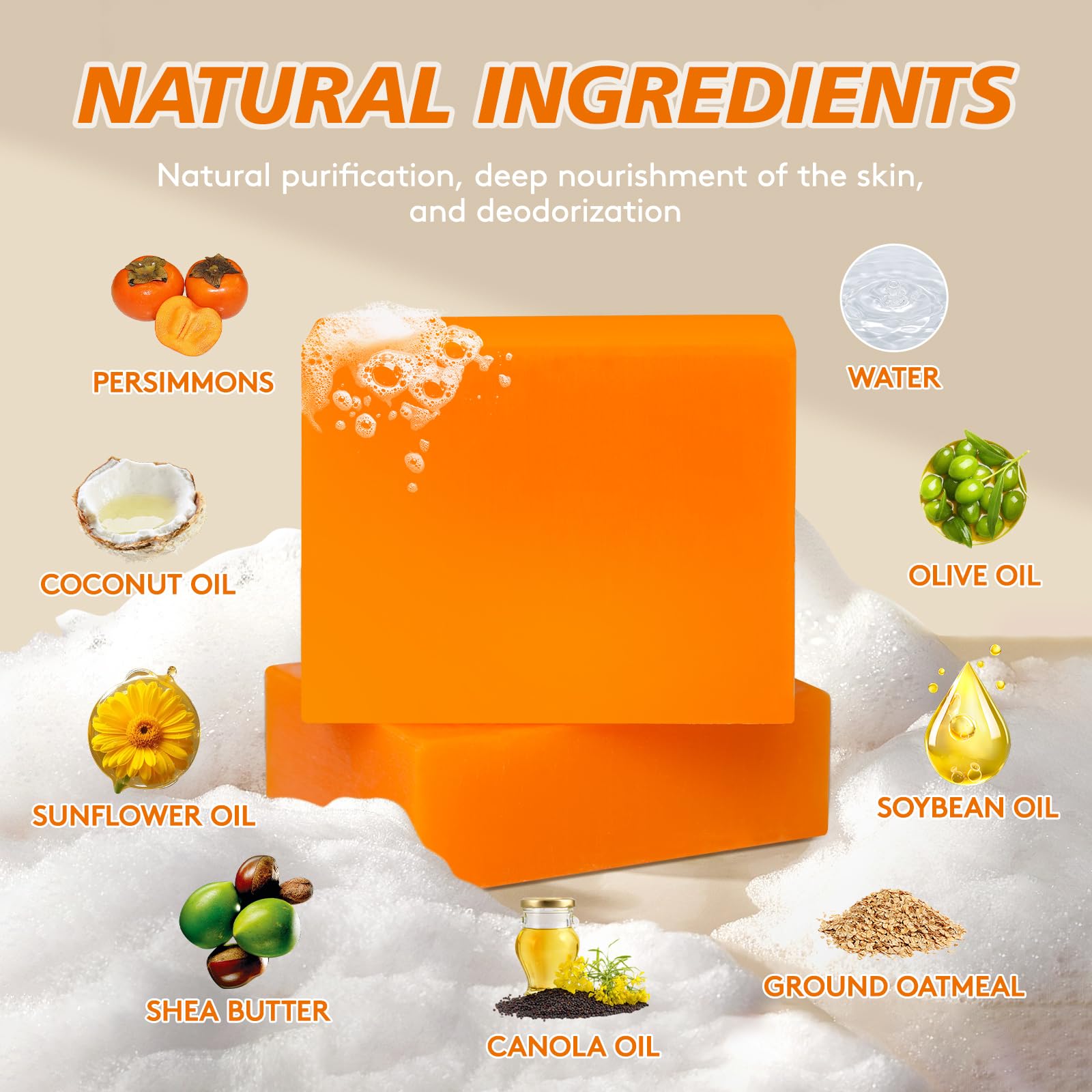 Gel persimón RYH, textura cremosa para una limpieza refrescante del cuerpo.