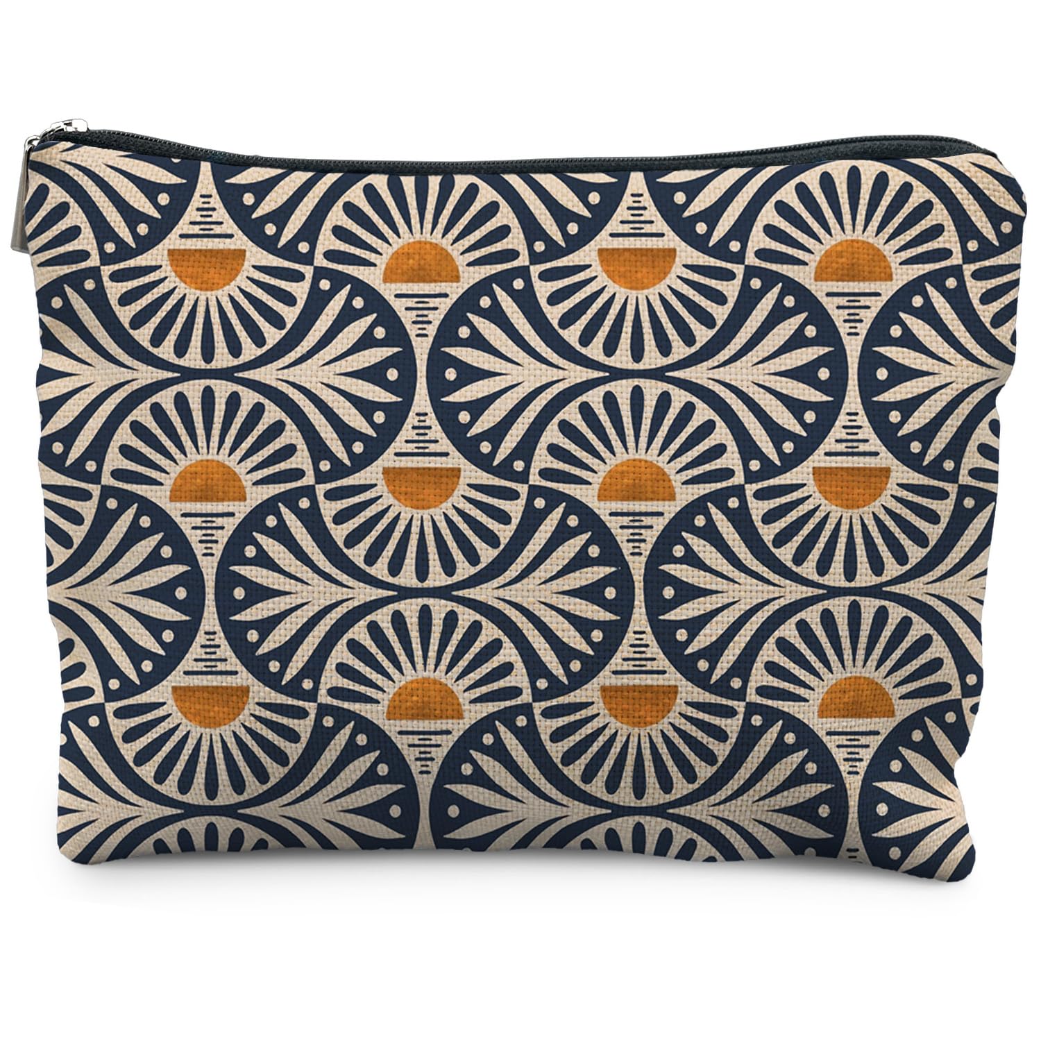 RYYCDOI boho makeup bag Sunset Leaf front view for chic daily organization