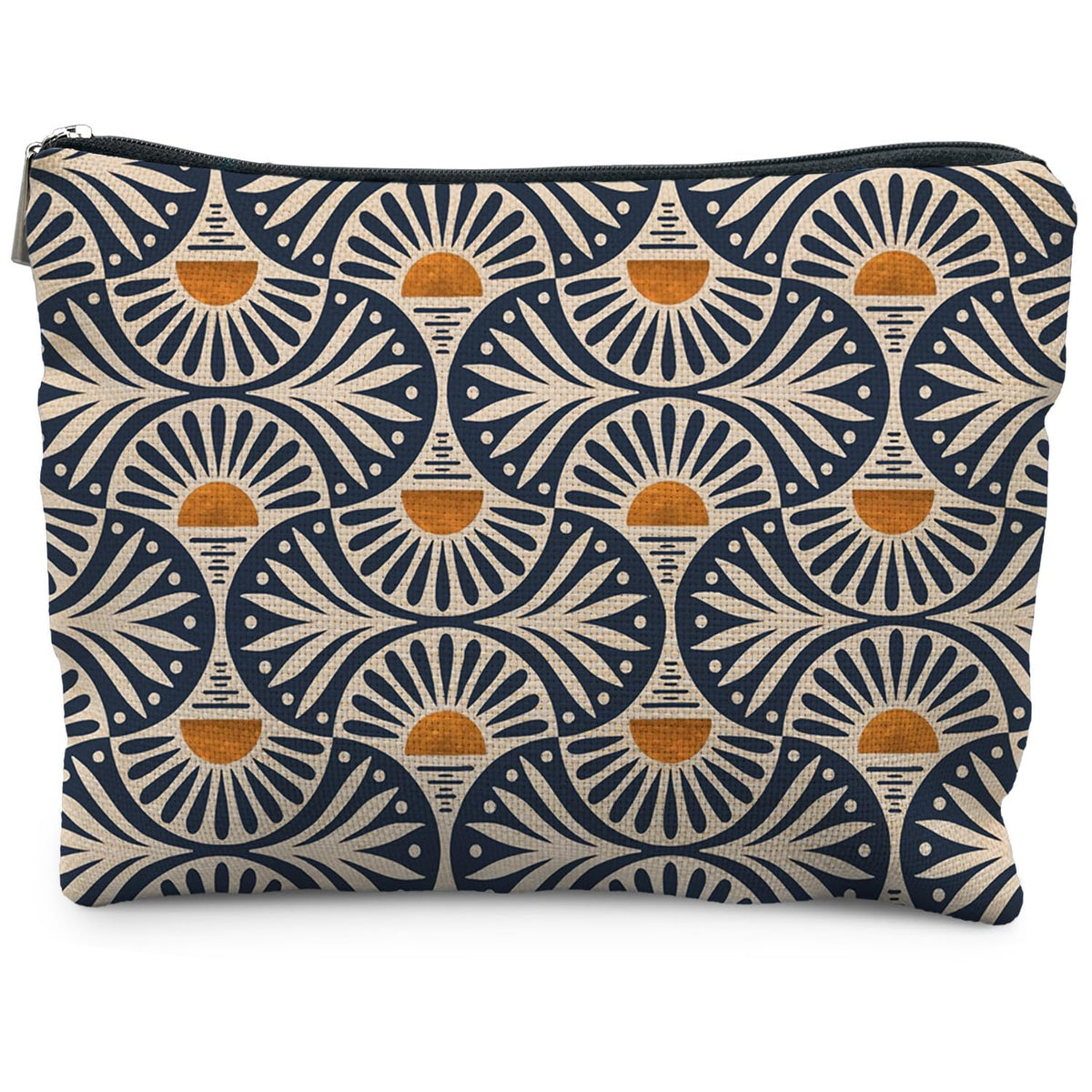 RYYCDOI boho makeup bag Sunset Leaf front view for chic daily organization