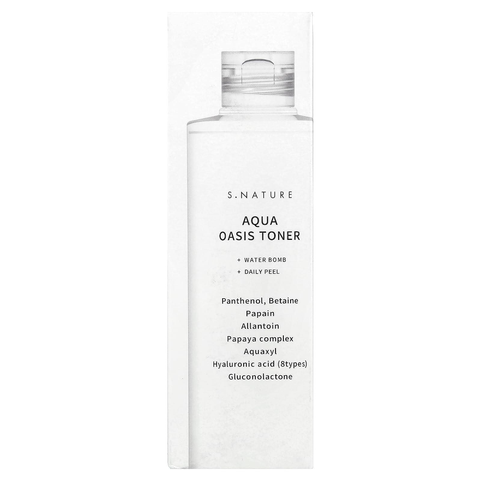 Aplicación del tónico S.NATURE Aqua Oasis Toner sobre la piel para calmar irritaciones.