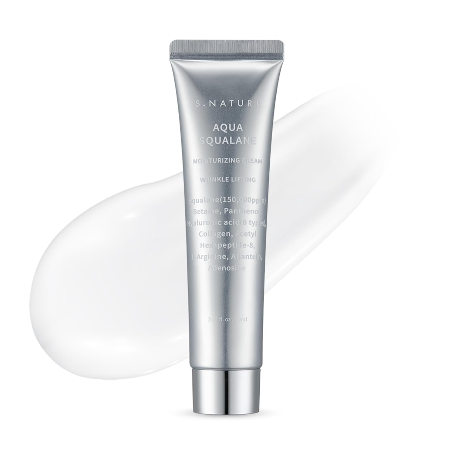 S.NATURE AQUA SQUALANE CREAM bottle highlighting deep hydration for dry skin