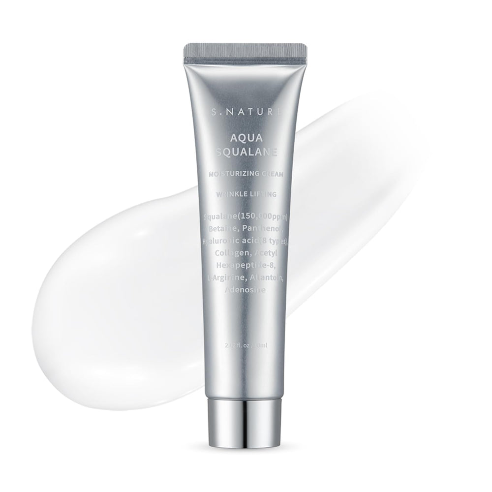 S.NATURE AQUA SQUALANE CREAM bottle highlighting deep hydration for dry skin