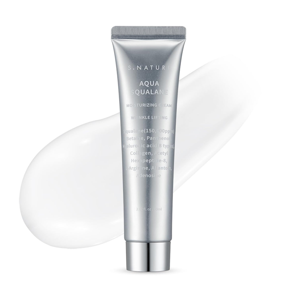 S.NATURE AQUA SQUALANE CREAM bottle highlighting deep hydration for dry skin