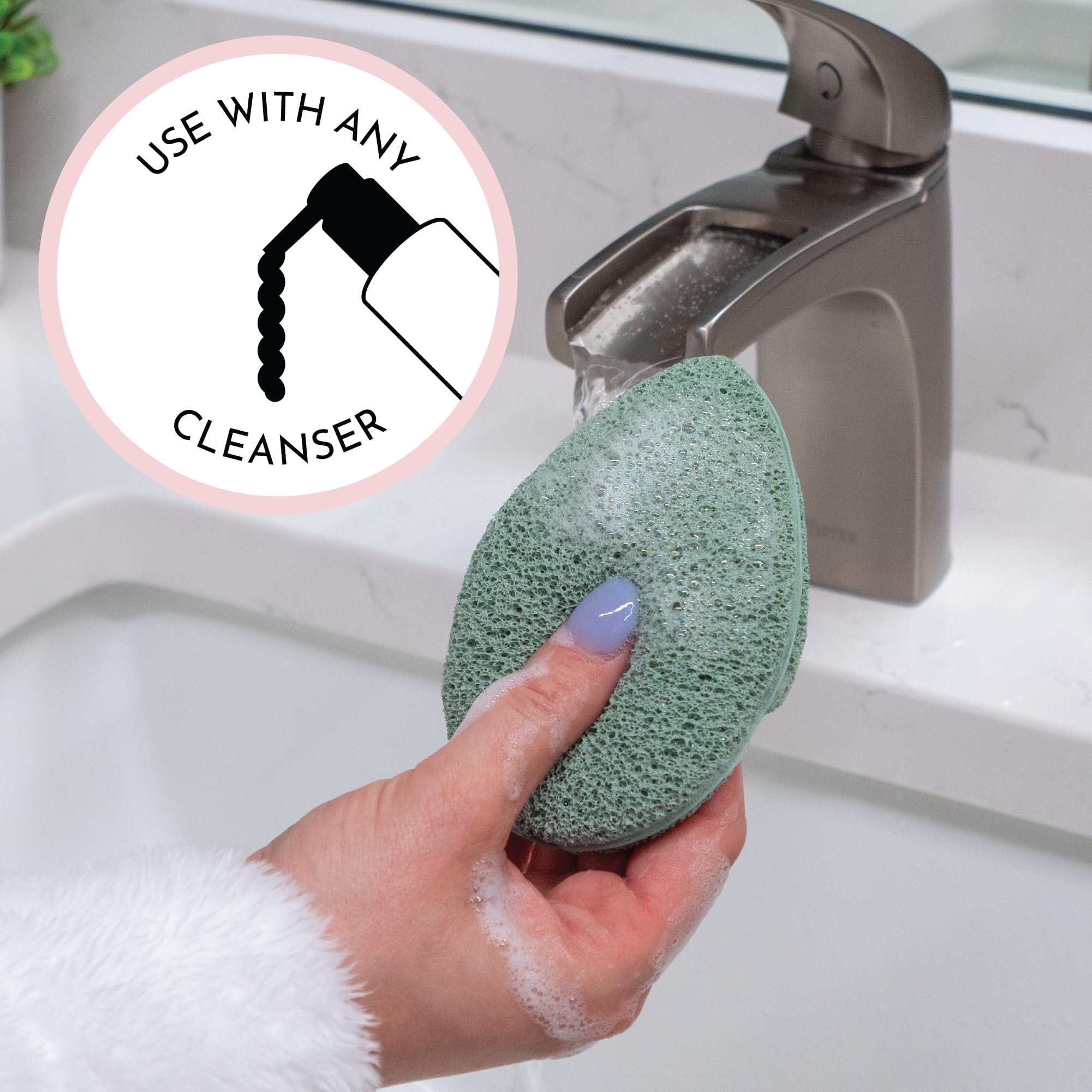 S&T INC face scrubber exfoliator open-cell foam delivers rich lather and quick rinse