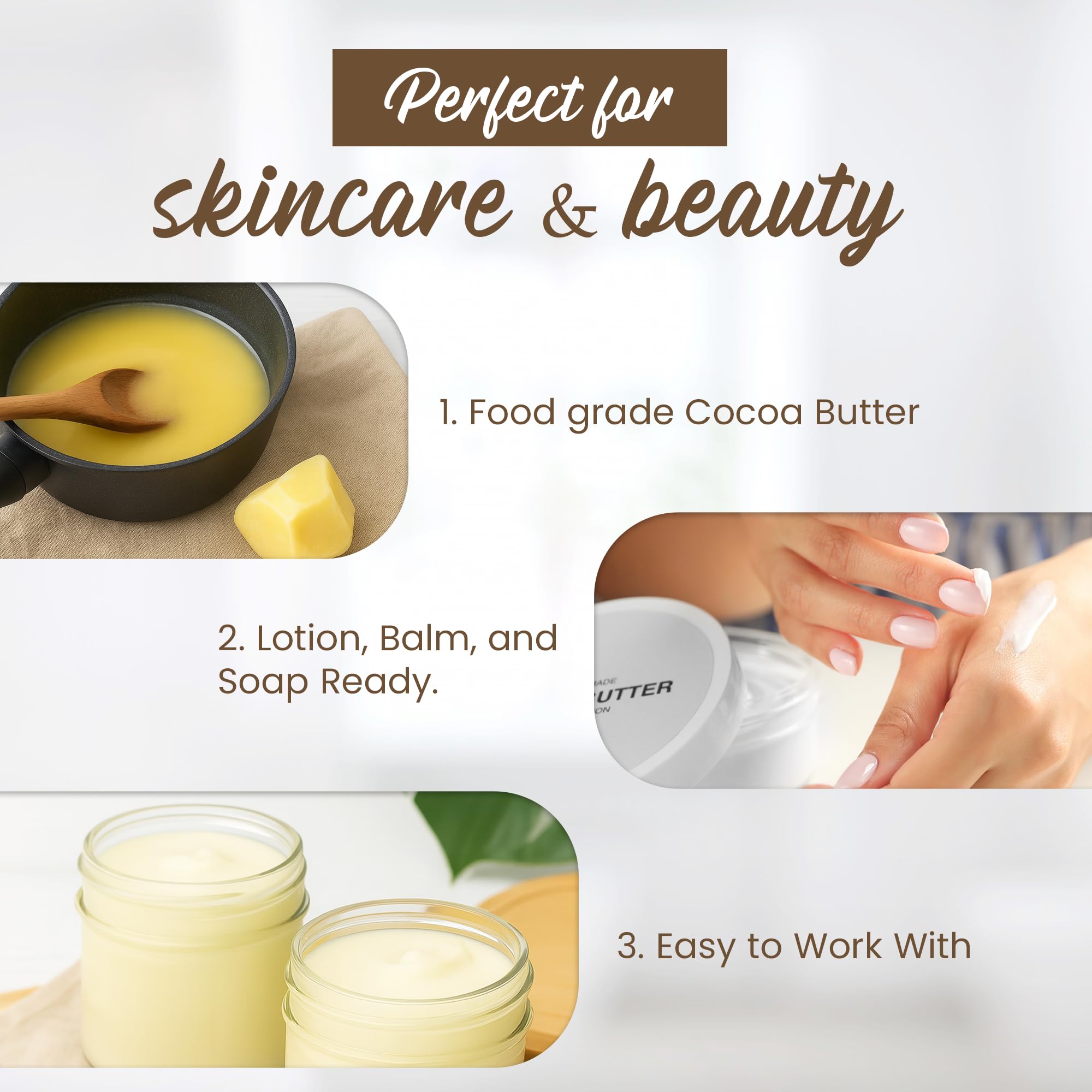 Saaqin Cocoa Butter ready for DIY lotion applications for creamy results