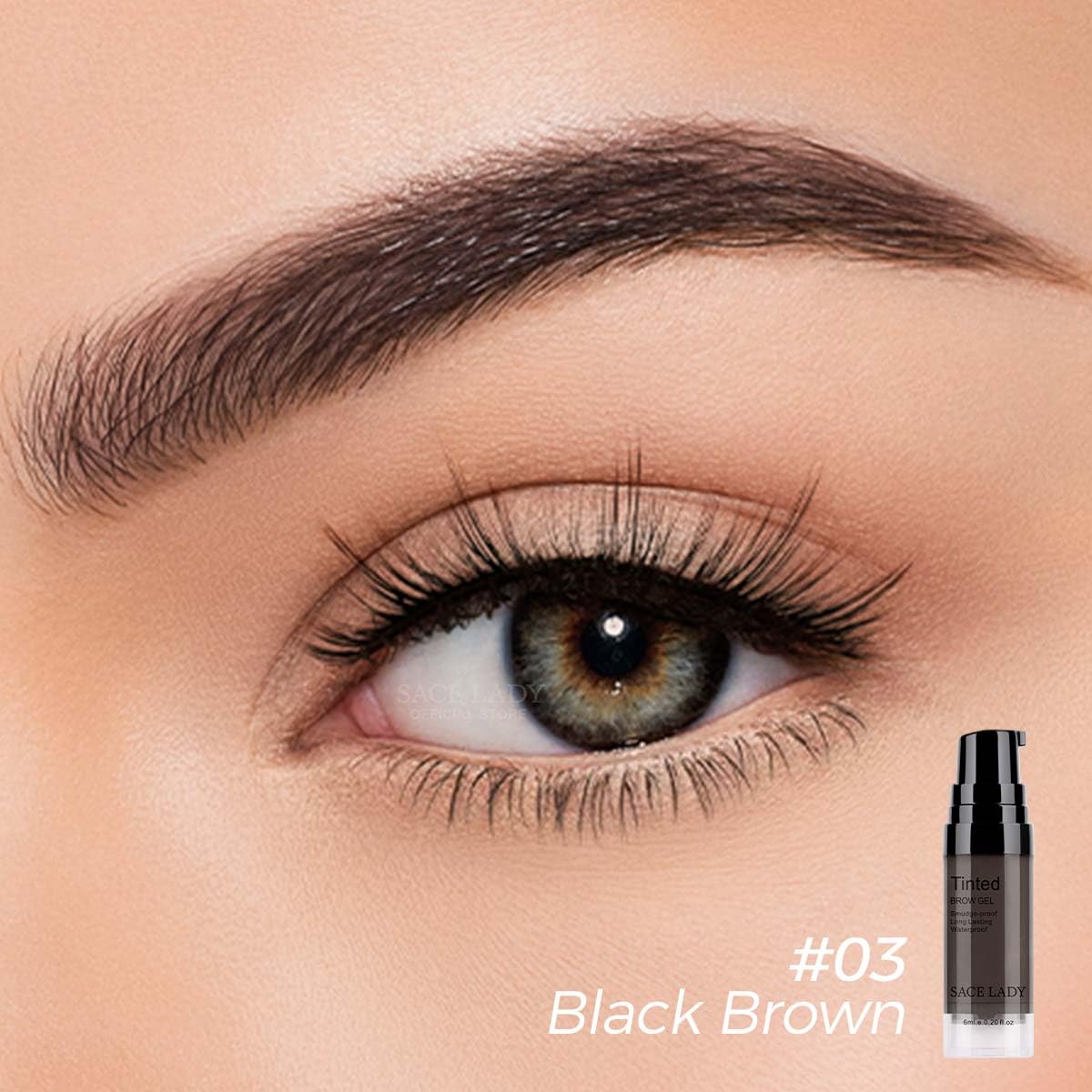 SACE LADY 3D Eyebrow Gel application guide illustration.