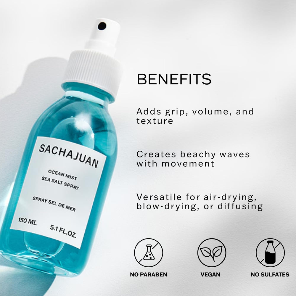 Sección de secado al aire con SACHAJUAN Ocean Mist para volumen natural