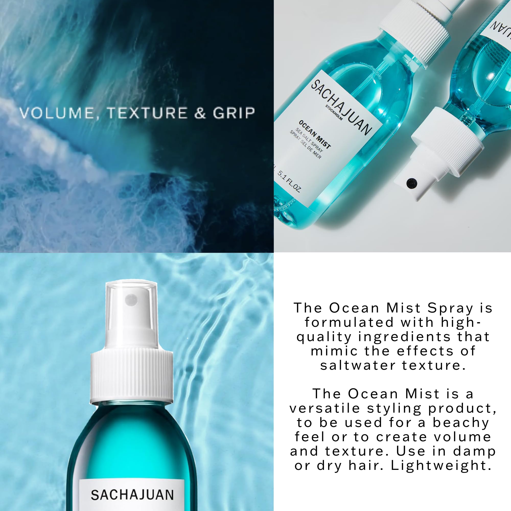 Ideal para cabello fino con SACHAJUAN Ocean Mist, aporta agarre sin pesadez